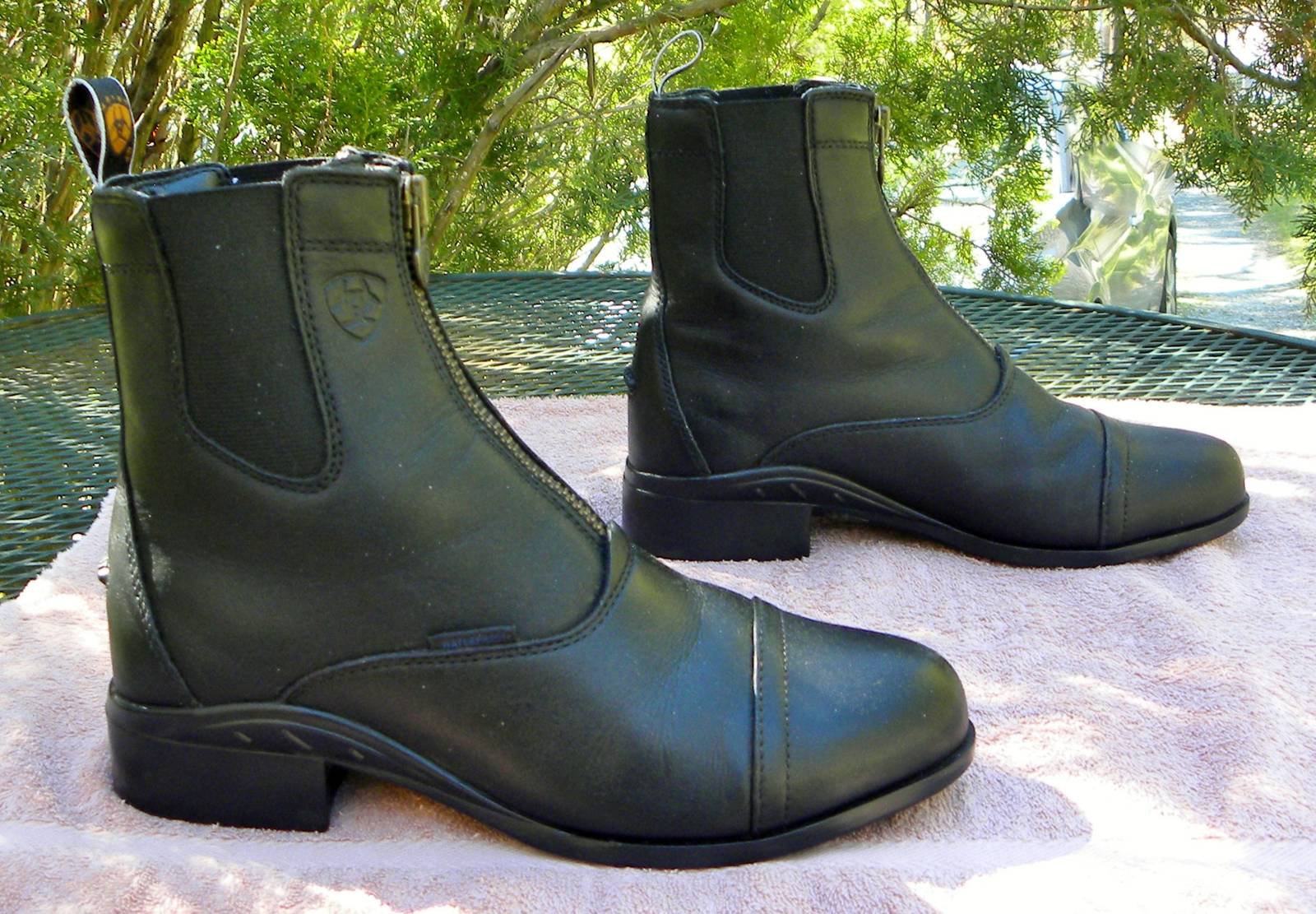 Vintage ARIAT Leather HORSEMENS Paddock Boots- Black Zip captoe Roper Wo... - $77.95