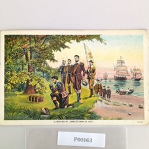 Vintage Landing At Jamestown Virigina Linen Postcard 1941 Artwork - $244.64 MXN