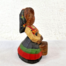 Wood Hand Carved Dutch Girl w Wooden Pail Bucket Folk Art Hand Painted V... - £7.05 GBP