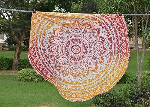 Yellow Red Indian Cotton Hippie Bohemian Home Mandala Wall Hanging Tapestry - $16.99