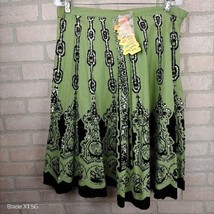 NWT Funky People 90’s Y2k Boho Flare Skirt Green Black XL Rhinestone  - £18.99 GBP