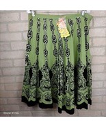 NWT Funky People 90’s Y2k Boho Flare Skirt Green Black XL Rhinestone  - £18.77 GBP