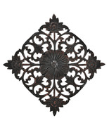 Vintage Décor Floral Motif Hand Carved Teak Wood 12-inch Wall Art - £31.06 GBP
