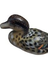 Vintage Wooden Duck Figurine Hand-Painted 6” Glass Eyes Rustic Home Decor - $347.93 MXN