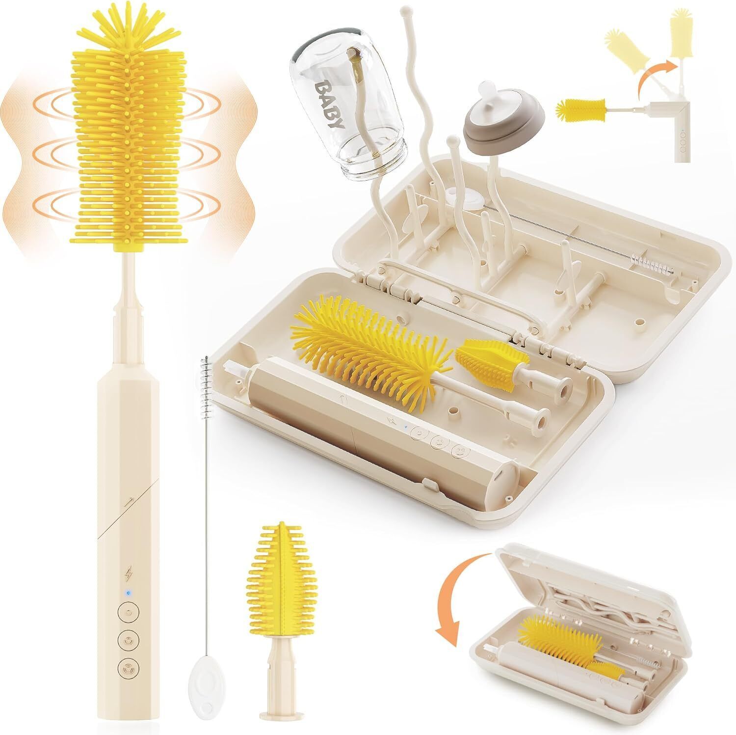 Electric Bottle Brush Cleaner,Baby Travel Essential Bottle Brush Set,6 in 1 - $24.18