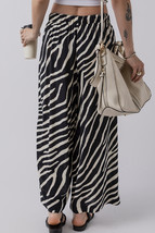 Black Zebra Striped Summer Wide Leg Pants - $250.45 MXN