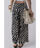 Black Zebra Striped Summer Wide Leg Pants - $244.99 MXN