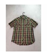 Tony Hawk Shirt Mens Medium Green Plaid Short Sleeve Collared Button Dow... - $22.29 CAD