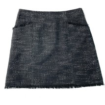 Loft Womens 8 Tweed Fringe Mini Pencil Skirt Black Lined Career Classic  - £14.71 GBP