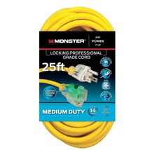 Monster Just Power It Up Outdoor 25 ft. L Yellow Extension Cord 14/3 SJTW - $35.95