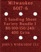 Milwaukee 6017-6 - 80/100/150/240/400 Grits - 5 Sandpaper Variety Bundle I - £4.00 GBP