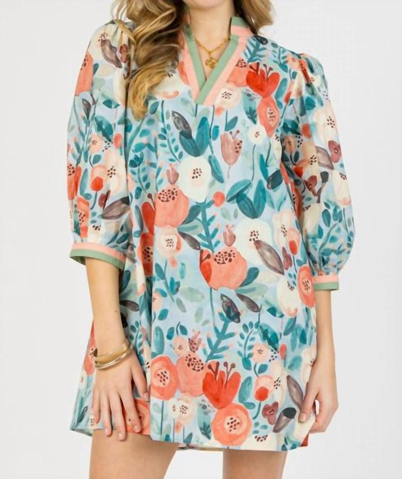 Entro Fresh Start Floral Dress Seafoam - $41.00