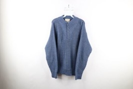 Vintage 70s LL Bean Mens Medium Blank Wool Blend Ribbed Knit Henley Sweater USA - £54.47 GBP