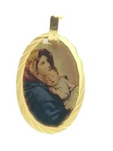 14k Gold Plated Oval Religious medal Best Mother Day Gift Necklace Pendant Mamá - £11.59 GBP