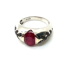 Estate Sign Sterling 925 GP Giuseppe Perez Collection Oval Ruby Leafy Ring 8 1/2 - £38.76 GBP