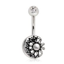 316L Stainless Steel Sun and Moon Navel Ring - £11.94 GBP