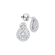 14kt White Gold Womens Round Diamond Teardrop Stud Earrings 3/4 Cttw - £846.83 GBP