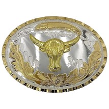 Oversized Golden Bull Head Silver Metal Belt Buckle - €10,07 EUR