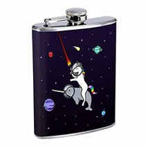 Space Unicorn Warrior Hip Flask Stainless Steel 8 Oz Silver Drinking Whiskey Spi - £7.82 GBP