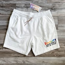 NWT Levi&#39;s Premium Unisex Pride Graphic Sweatshorts Cotton LGBTQ White Size XL - £31.35 GBP