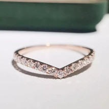 1.25Ct Round Cut Real Moissanite Half Eternity Band Ring 14k Rose Gold Plated - £64.28 GBP