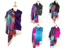 Variety Elegant Colors New Reversible Rainbow Pashmina Scarf Shawl Wrap - £22.31 GBP