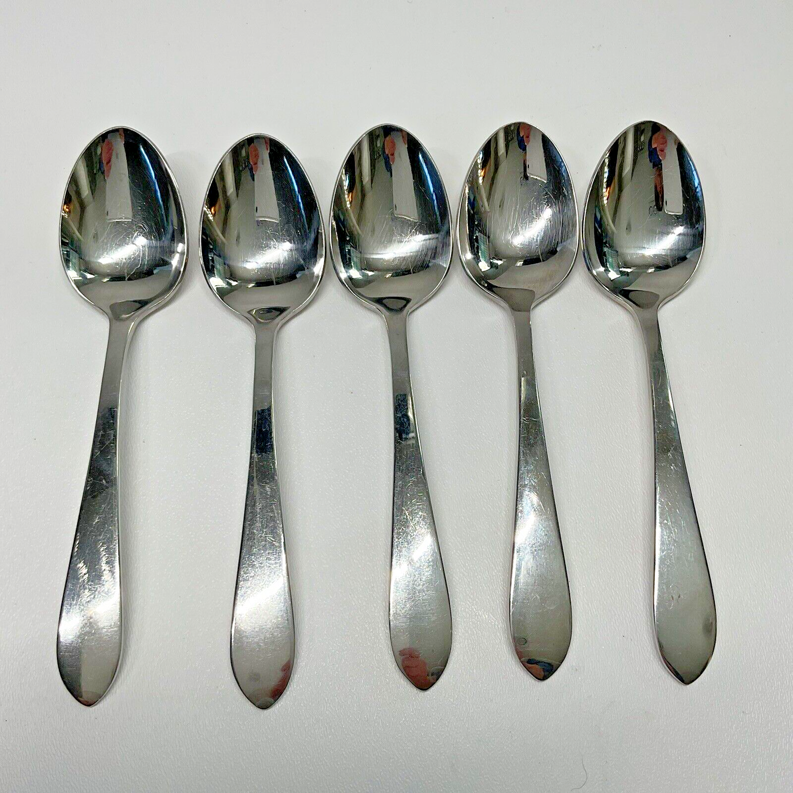 Retroneu KENT Set 5 Soup Spoons 6 7/8&quot; Rib Back Stainless 18/8 Place Fla... - $13.39