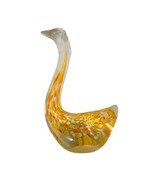 Swan Hand Blown Art Glass Curved Neck Figurine 7” Clear w/Yellow Paperwe... - $445.21 MXN