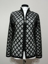 Black Women Leather Jacket for Woman Zip Short Handmade Lightweight Mesh... - $225.00