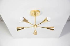 Gold Hanging Light Mid Century Industrial Modern Chandelier with 5 arm - £93.52 GBP