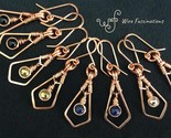 Handmade copper earrings long diamond frame wrapped round stone dangles variations thumb155 crop