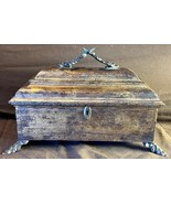 Vintage Wooden Metal Mounted Wood Jewelry Casket Box Decorative Nature T... - $2,149.43 MXN
