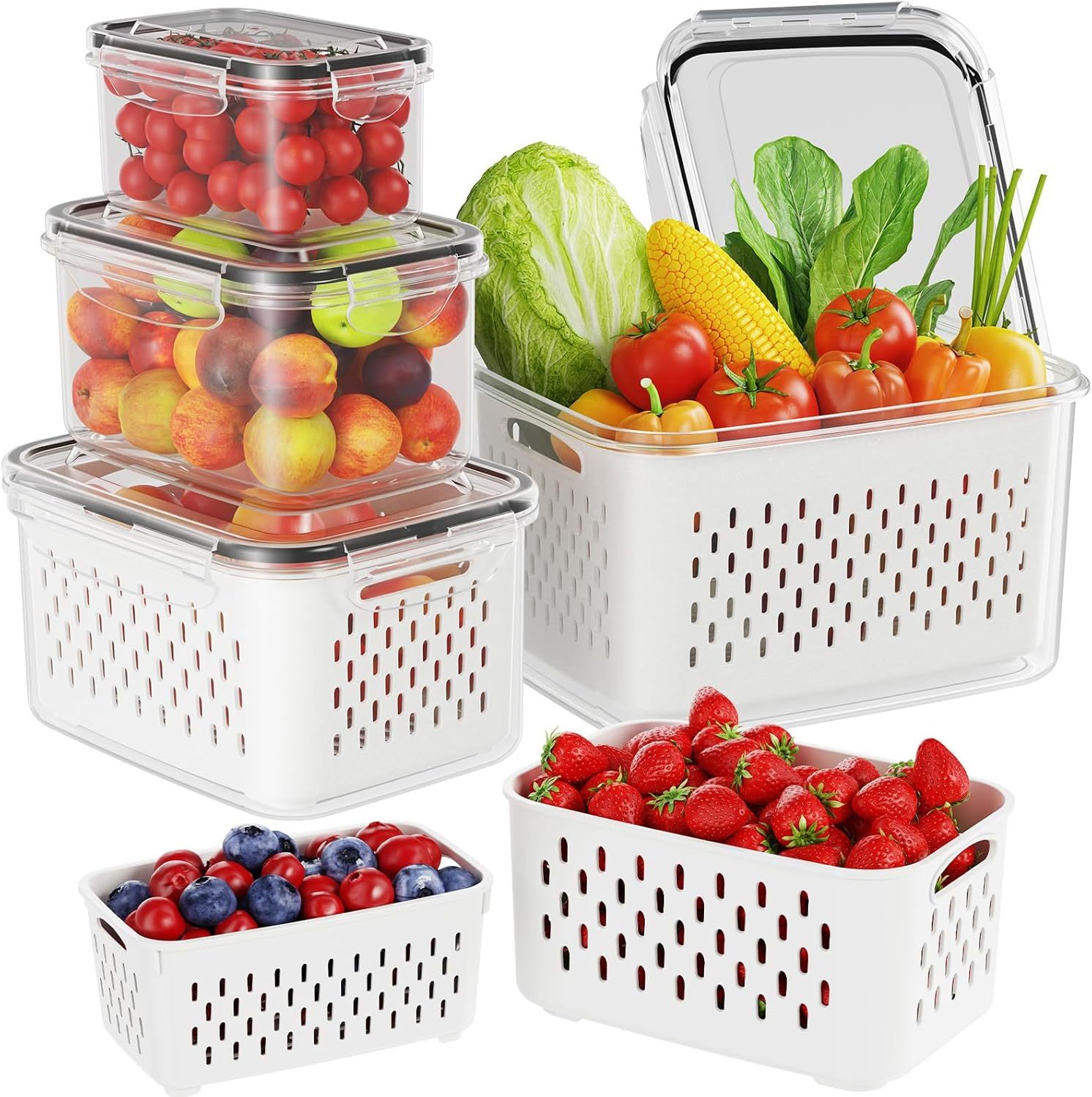 4 Pack Fruit Containers For Fridge With Removable, Meat Fresh Longer - $33.99