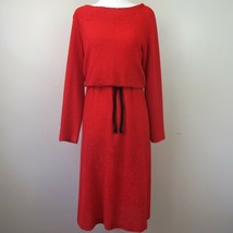 Vicky Vaughn Red Crepe Belted Dress Vintage 1970s Women&#39;s Small - £23.74 GBP