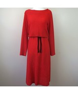 Vicky Vaughn Red Crepe Belted Dress Vintage 1970s Women&#39;s Small - £23.35 GBP