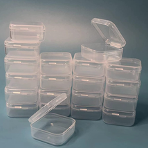 Wotermly 20 Pcs Small Plastic Boxes Mini Square Plastic Clear Storage Containers - £9.75 GBP