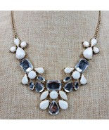 Vintage Mid Century Style White Clear Beaded Necklace 21 Inch - $12.00