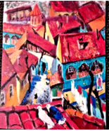 Hand Painted Signed Acrylic Painting "Old Tiflis" - $28.71