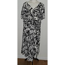 Danny &amp; Nicole Black Ivory Swirl Print Dress Midi Plus Size 20W - £23.64 GBP