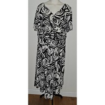 Danny &amp; Nicole Black Ivory Swirl Print Dress Midi Plus Size 20W - $29.65