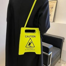 Street Style Neon Yellow Caution STOP Catwalk in Progress Crossbody Purse - $25.00