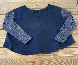 Free People Women’s Sequin Sleeve Top Size M Grey Ai - £15.00 GBP