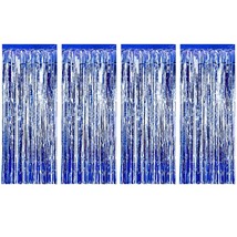 4 Pack Foil Curtains Metallic Fringe Curtains Shimmer Curtain For Birthd... - £23.94 GBP