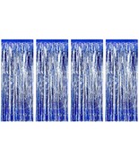 4 Pack Foil Curtains Metallic Fringe Curtains Shimmer Curtain For Birthd... - £23.62 GBP