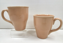 2 Oneida Russel Wright Coral Mugs Set Pink Stoneware Coffee Cups - $59.07