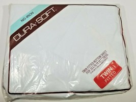 Vintage Dura-Soft No-Iron Twin Fitted Bottom Sheet for 39 X 76 Mattress Blue - £10.86 GBP