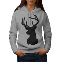 Wellcoda Deer Head Womens Hoodie, Profile Casual Hooded Sweatshirt - £29.42 GBP