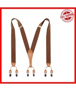 Classic Adjustable Wide Leather Suspenders with 6 Metal Clips - Men’s Fa... - $543.45 MXN