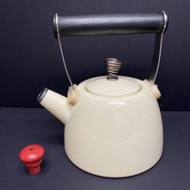 Michael Graves Whistling Tea Kettle White Cream Black Handle Red Spout R... - $99.00