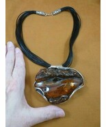 (p80-3) Huge Orange AMBER geometric oval .925 Sterling SILVER PENDANT Ne... - $1,383.84 CAD